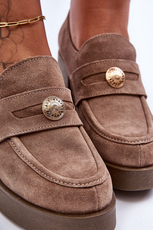 Жіночі замшеві півчобітки на каблуці бежеві Dunadia