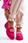Жіночі лофери на платформі з прикрасами кольору фуксії Brenda