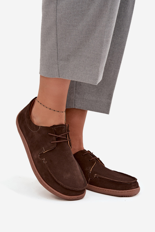 Жіноче взуття типу barefoot з натуральної замші Zazoo 327 шоколадне