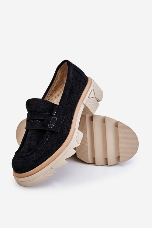 Жіночі лофери на підборах чорні Fletcher