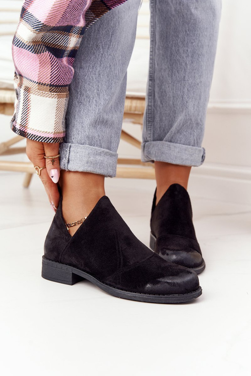 Чоботи жіночі з вирізами Хілларі чорного кольору