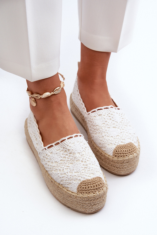 Жіночі білі мереживні еспадрільї на платформі Elarose