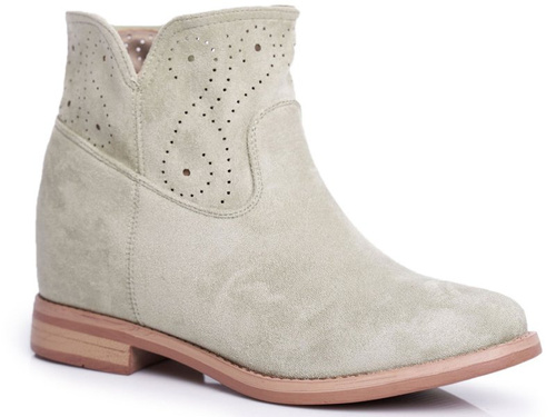 Жіночі чоботи на плоскій підошві Замшеві ажурні зелені рафи