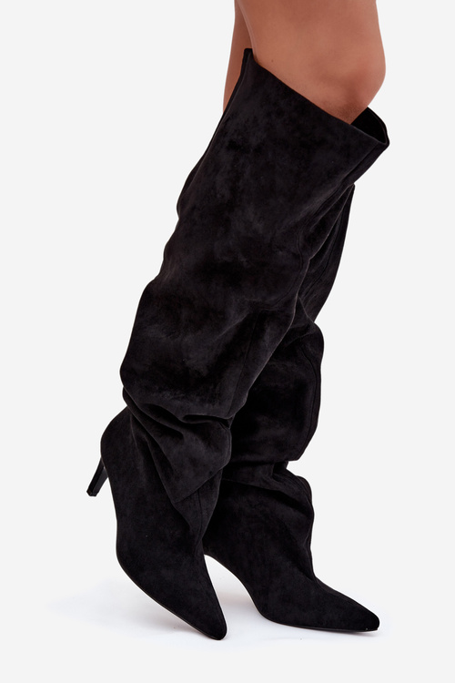 Жіночі чоботи на підборах зручні чорні Mavilla