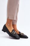 Жіночі лофери на плоскій підошві з чорним декором Iluvana