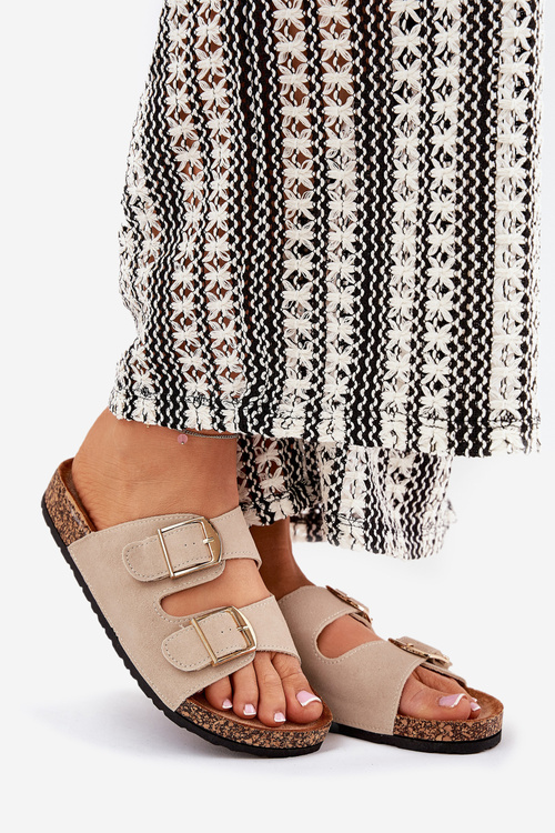 Жіночі Сандалі На Корковій Платформі З Золотими Пряжками Бежеві Lisavionea