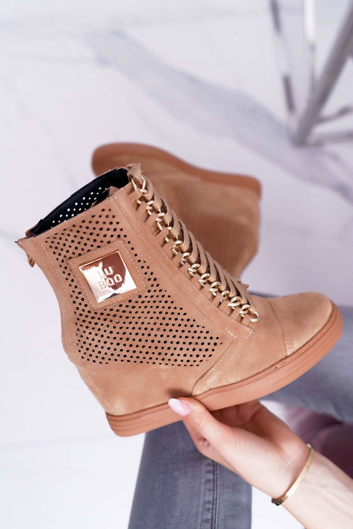 Жіночі ажурні замшеві кросівки Lu Boo Camel Clamma