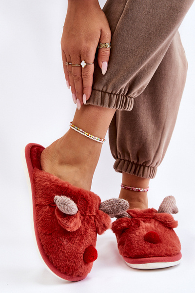 Жіночі тапочки з хутром і оленячим червоним соп'я