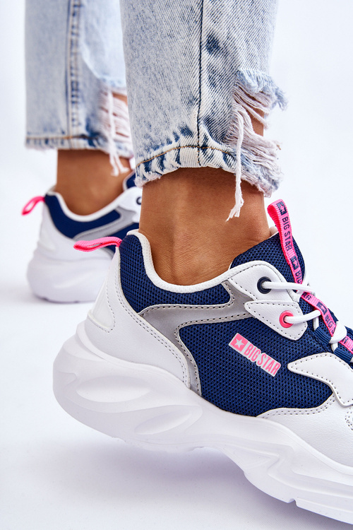 Жіноче легке спортивне взуття Big Star LL274376 біле та темно-синє