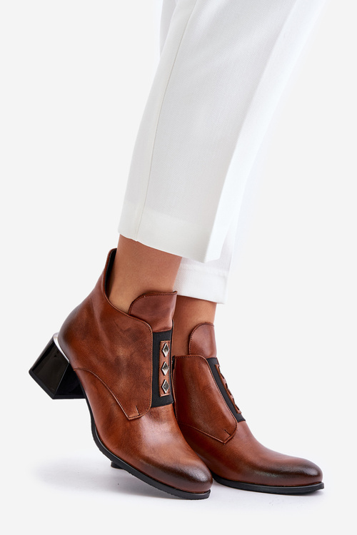Теплі коричневі шкіряні ботильйони Zazoo 60504