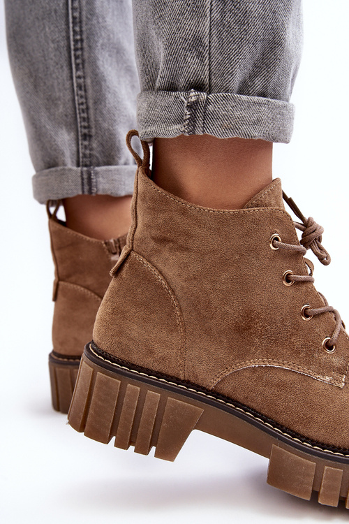 Черевики темно-бежеві Bjorg на флісовій підкладці зі шнурівкою