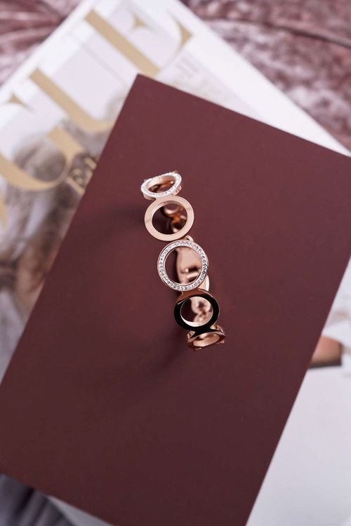 Жіночий сталевий браслет з цирконами з рожевого золота Faith