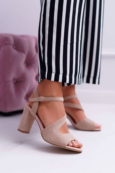 Жіночі босоніжки на шпильці Sergio Leone SK868 Suede Beige Mersi