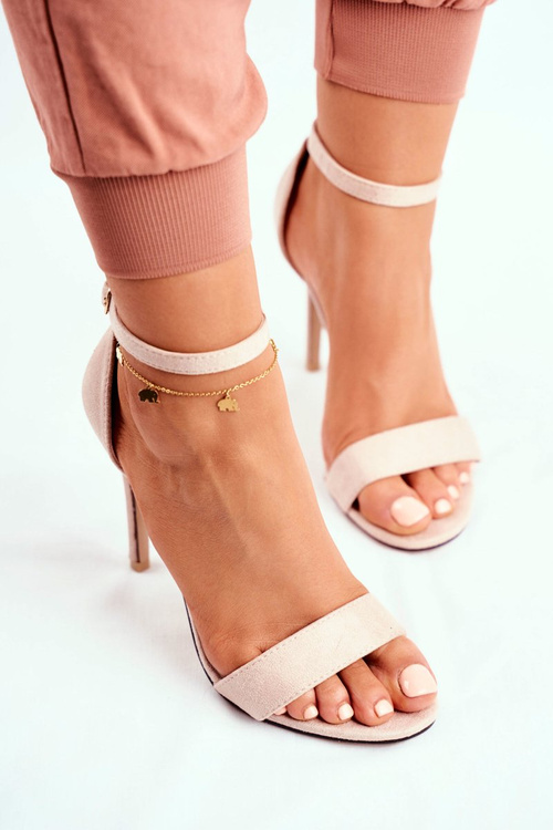 Замшеві босоніжки на підборах бежеві Liberty