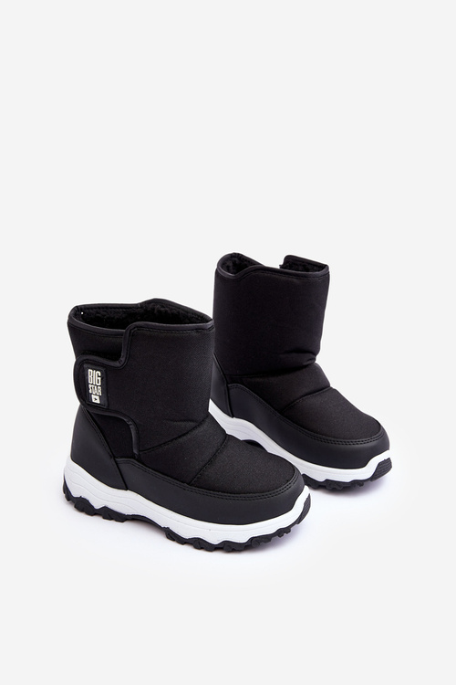 Дитячі снігові черевики на флісовій підкладці зі шнурівкою, чорні, велика зірка MM374119