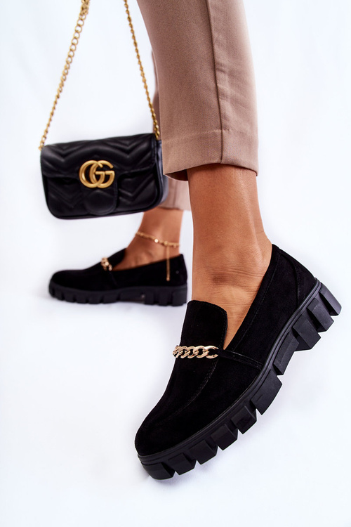 Замшеві туфлі з ланцюжком Чорні Anne