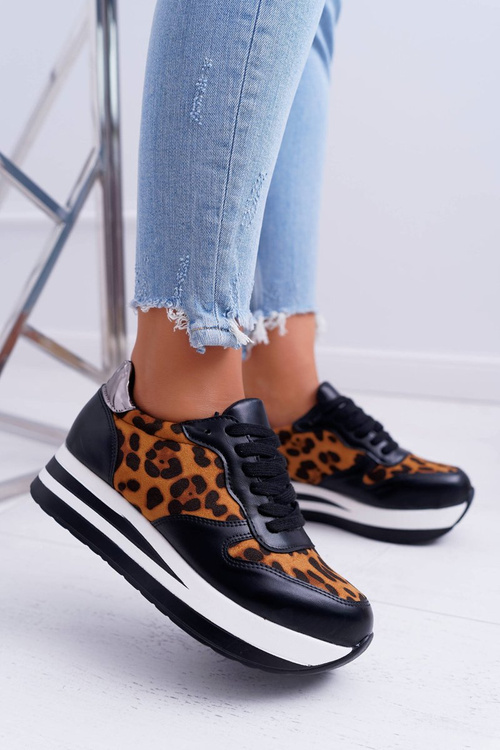 Спортивне жіноче взуття з леопардовою товстою підошвою ОХХ!
