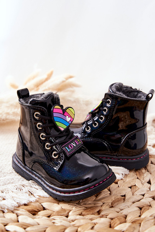 Лаковані вовняні утеплені чоботи Anlon чорного кольору