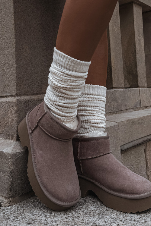 Жіночі зимові черевики з натурального замші з хутряною підкладкою Khaki Milora