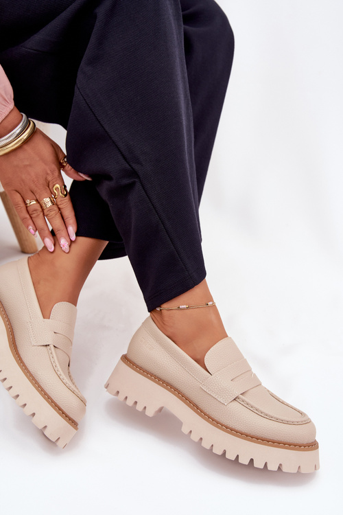 Жіночі Мокасини На Платформі І З Плоским Каблуком Big Star NN274050 Бежеві