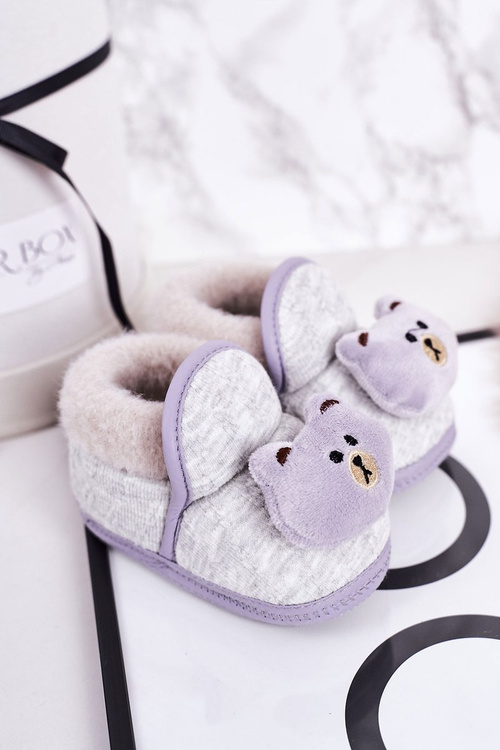 Дитячі домашні тапочки на резинці з ведмедиком сірим Пухом