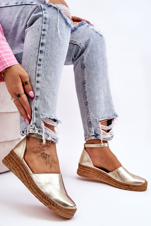 Жіночі шкіряні босоніжки еспадрільї Golden Moise