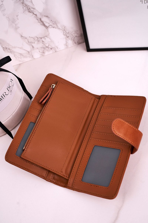 Великий жіночий гаманець з додатковим місцем для карток Коричневий