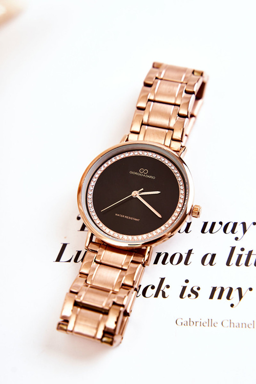 Жіночий сталевий годинник Giorgio & Dario з кубічним цирконієм рожевого золота