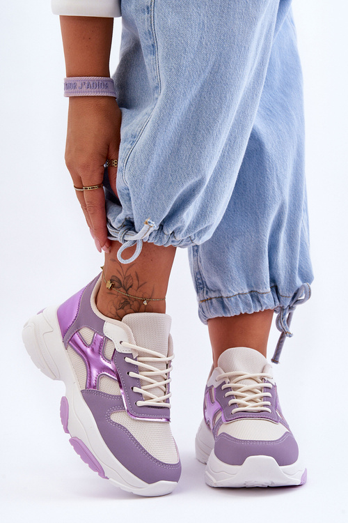 Жіночі кросівки на шнурівці фіолетові Cortes