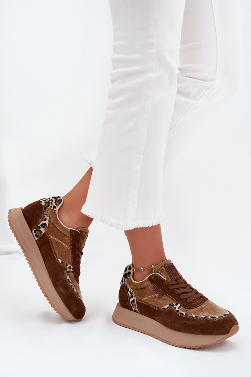 Жіночі Замшеві Кросівки Big Star OO274A313 HI-POLY SYSTEM Коричневий Леопард