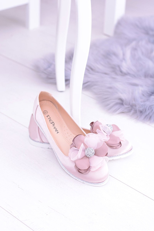 Оксамитові рожеві балерини Фуміко з великою квіткою
