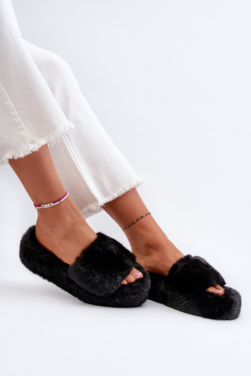 Жіночі тапочки на хутряній підкладці Black Stepia