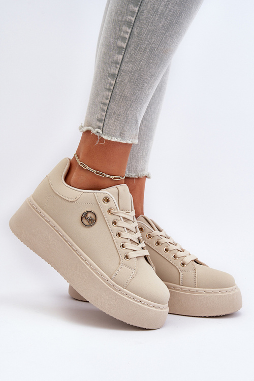 Жіночі кросівки на платформі бежевого кольору Eshen