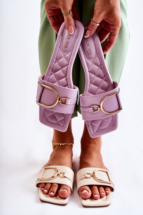 Жіночі класичні шкіряні тапочки з декором Violet Shilla