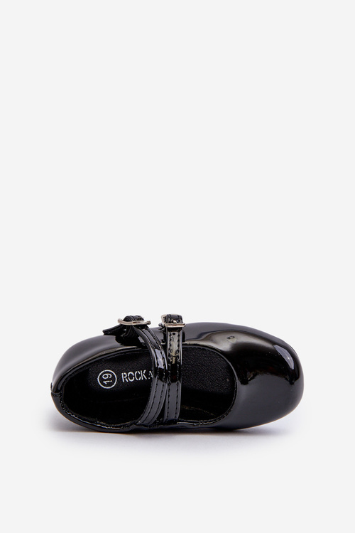 Чорні лаковані дитячі балетки на лямках Margenis