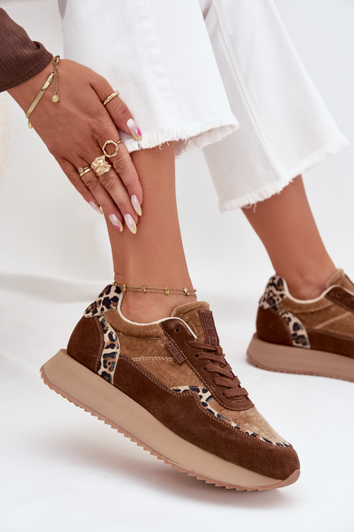 Жіночі Замшеві Кросівки Big Star OO274A313 HI-POLY SYSTEM Коричневий Леопард