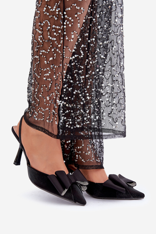 Текстильні Туфлі З Бантом Чорні Selatea