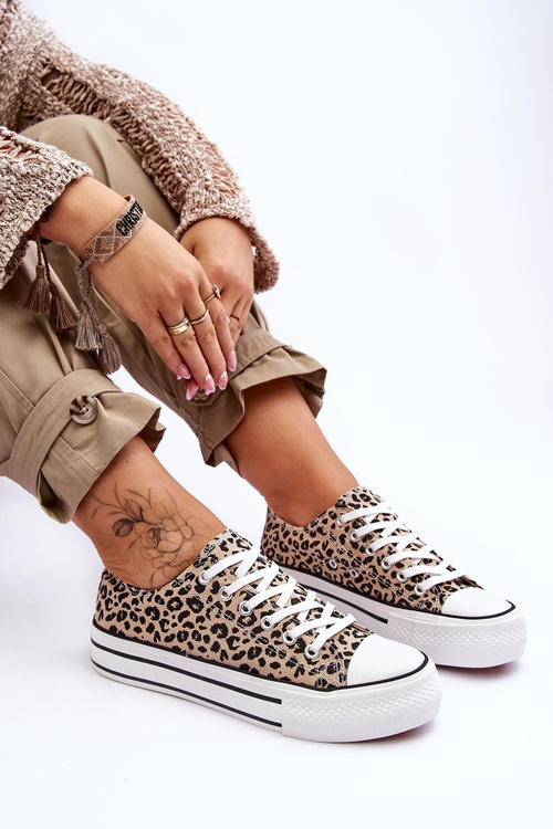 Жіночі кросівки на масивній платформі бежево-чорного кольору