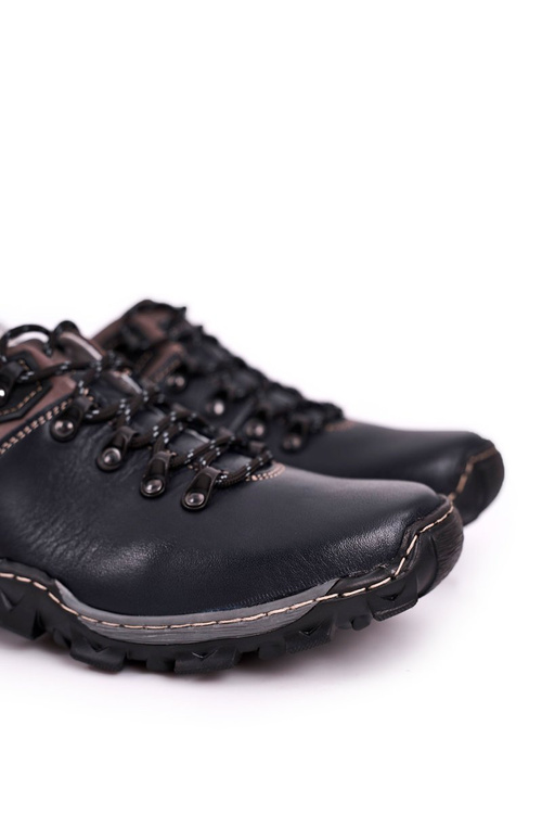 Чоловічі шкіряні трекінгові напівчеревики BEDNAREK темно-сині