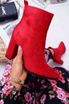 Жіночі високі чоботи на шпильці, блискавка, червоний ферол