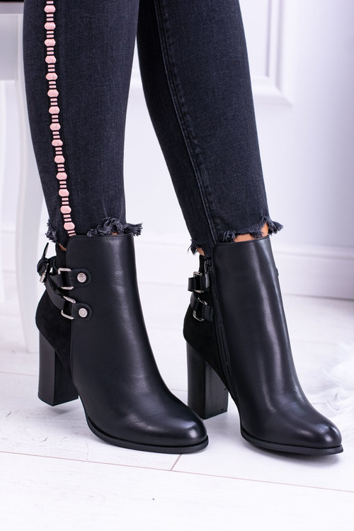 Чорні черевики на шпильці з ремінцями Lico Suede Nevada