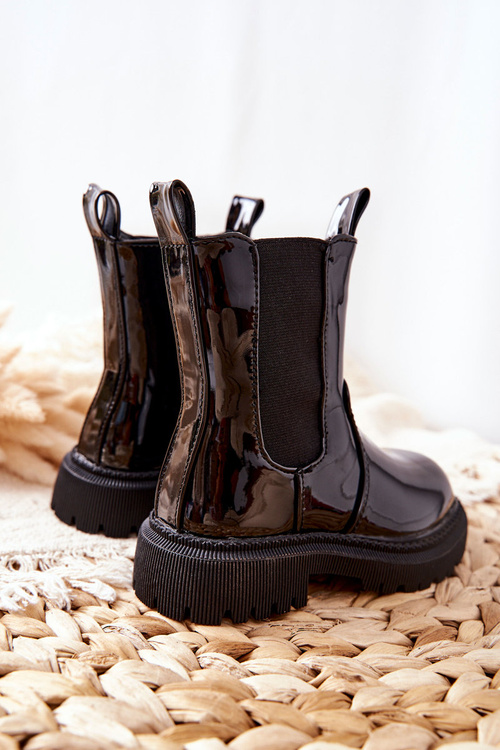 Чоботи дитячі утеплені лаковані чорні Aletris