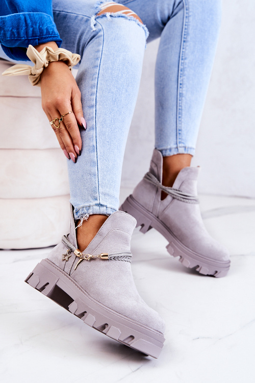 Замшеві робочі черевики без лямок сірі Moriah