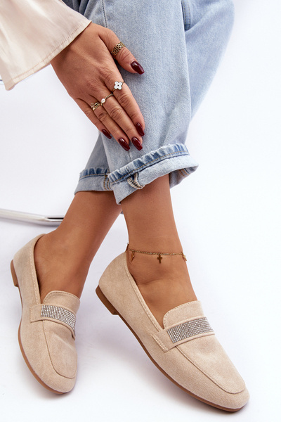 Жіночі мокасини з цирконами Ralrika бежеві