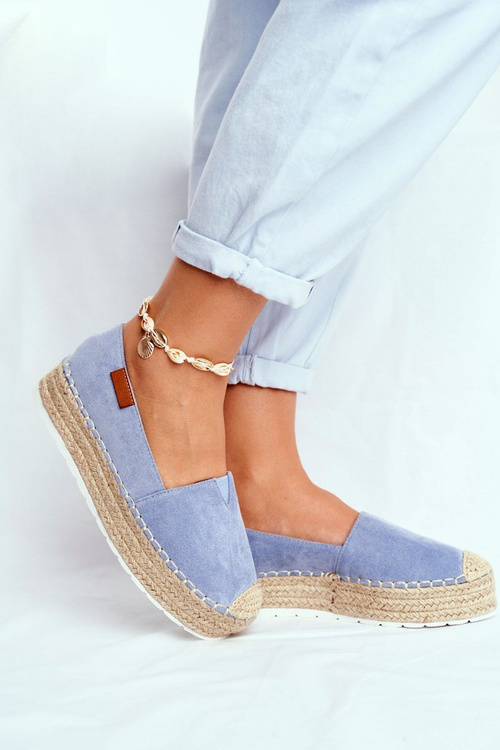 Жіночі еспадрільї на платформі лляні блакитні La Playa