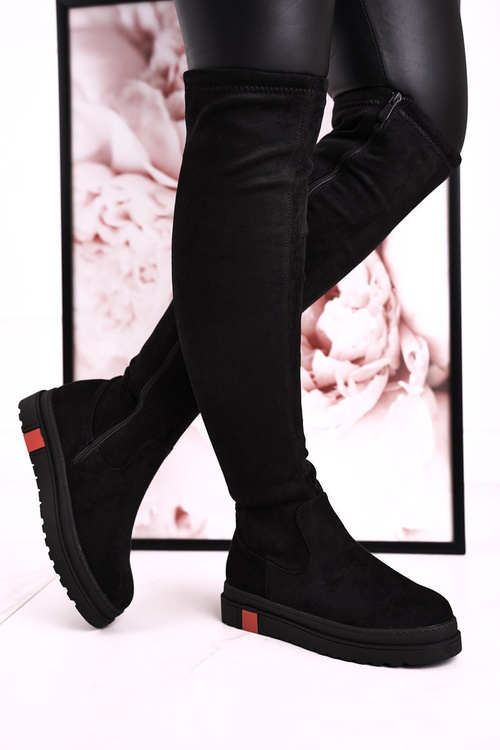 Жіночі високі чоботи вище коліна замшеві чорні Gracelyn