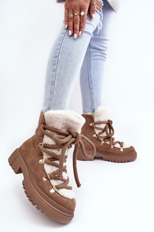 Жіночі снігові черевики Trappers із бежевою шнурівкою Shala