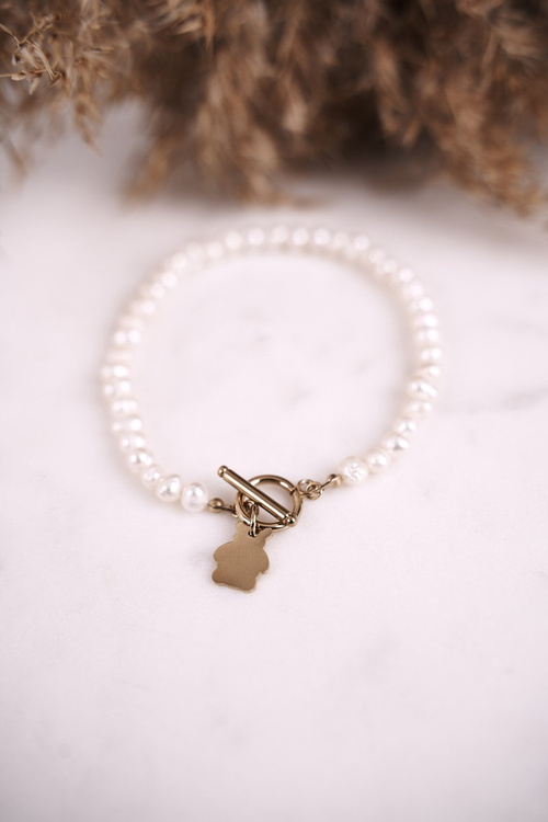 Жіночий браслет з перлами Золотий Ведмедик Тонні