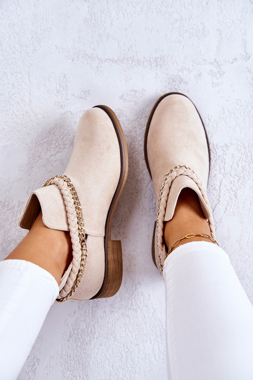 Замшеві черевики з ланцюжком Бежеві Talitha