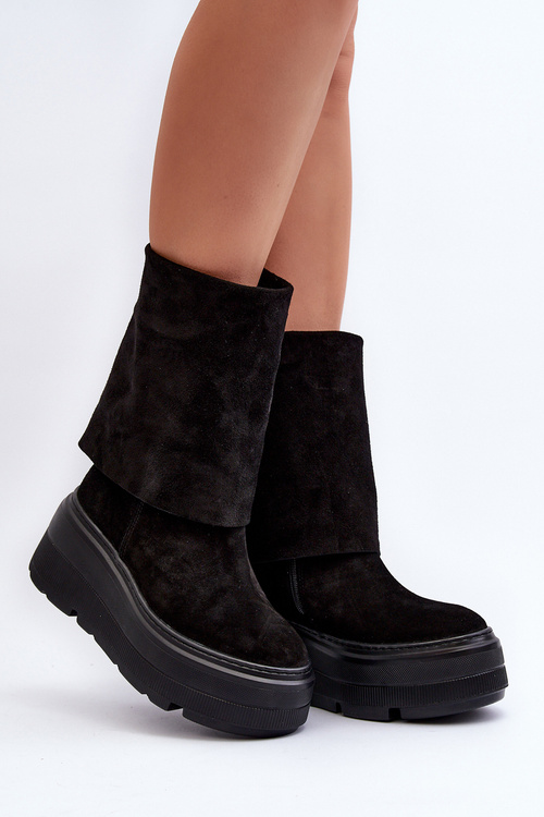 Замшеві черевики на платформі Maciejka Чорні 05319-01